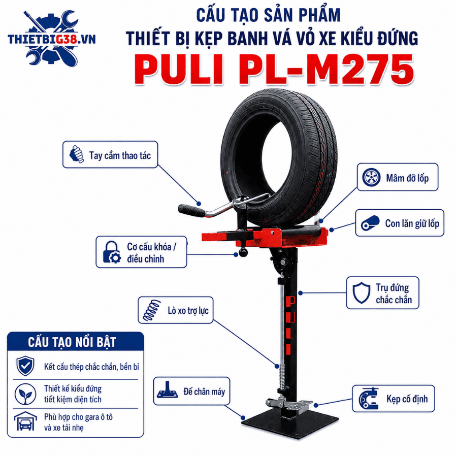Thiết bị kẹp banh vá vỏ xe kiểu đứng PULI PL-M275