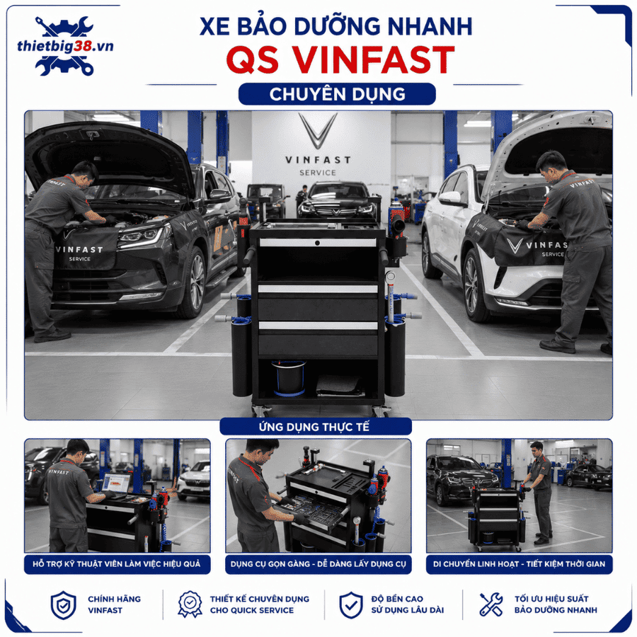 Xe Bảo Dưỡng Nhanh EM QS VinFast Chuyên Dụng Cho Xưởng Dịch Vụ
