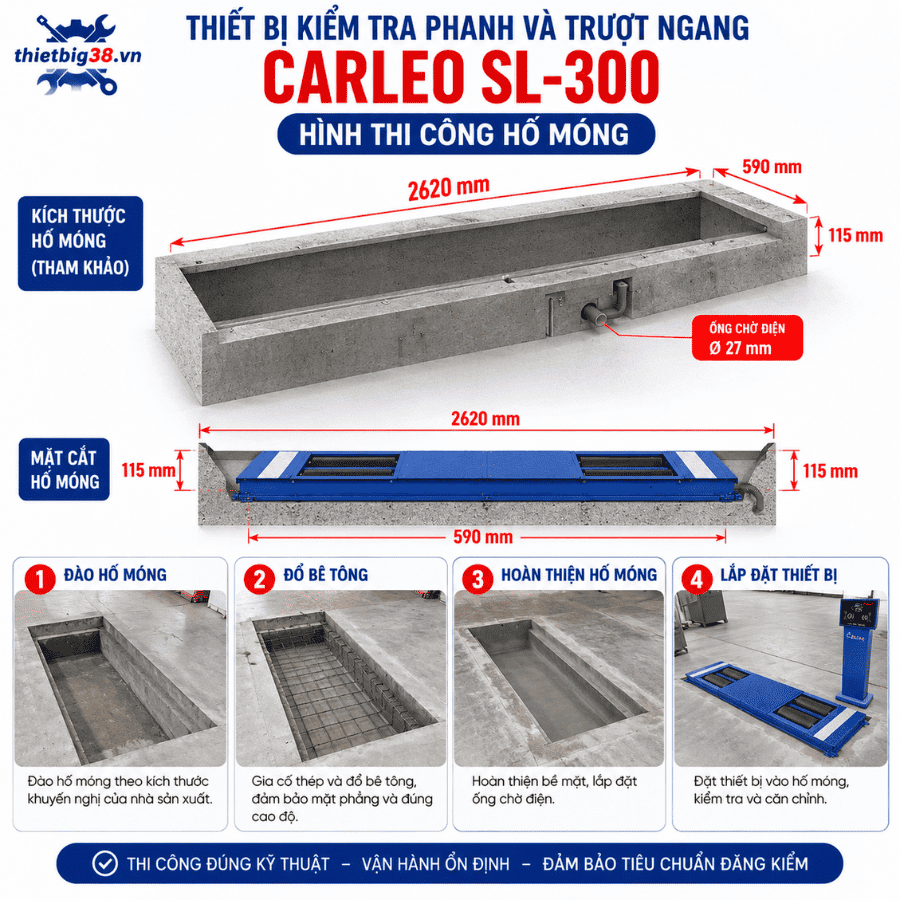 Thiết bị kiểm tra phanh và trượt ngang 3 tấn CARLEO SL-300