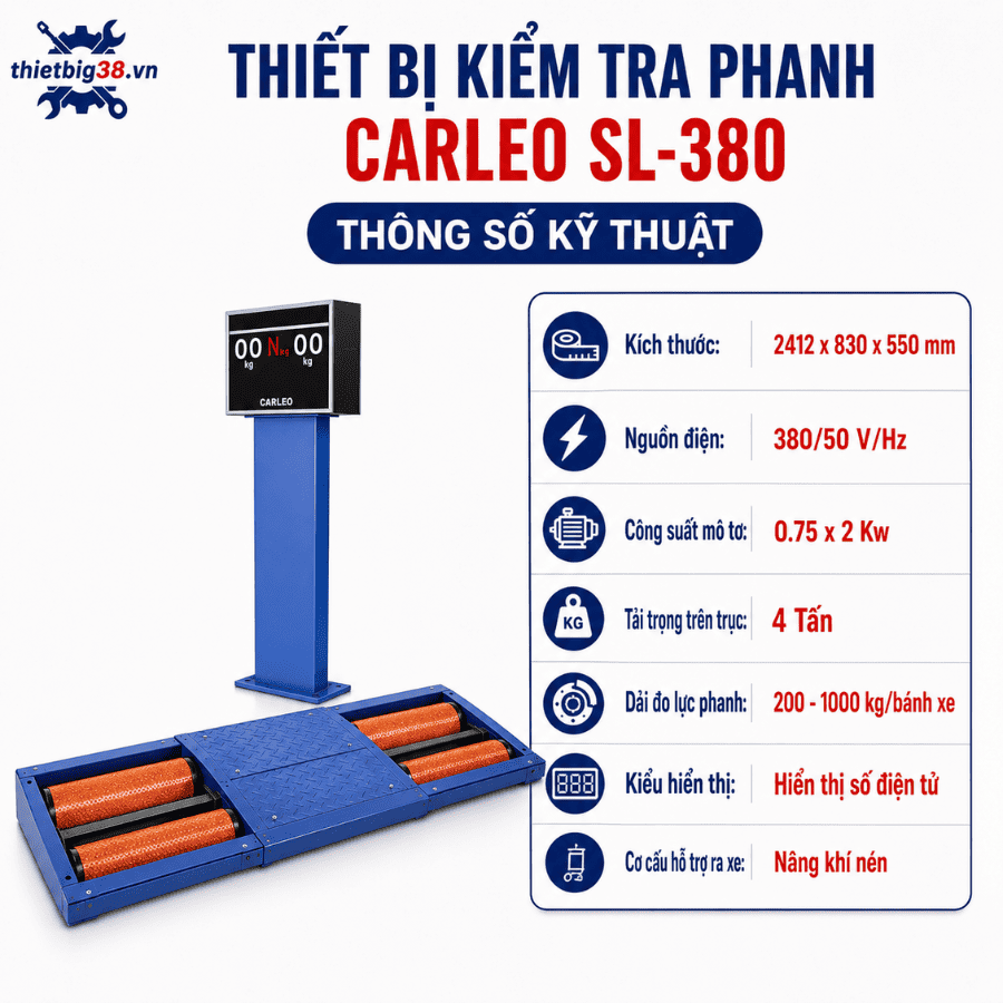 Thiết bị kiểm tra phanh và trượt ngang 4 tấn CARLEO SL-380