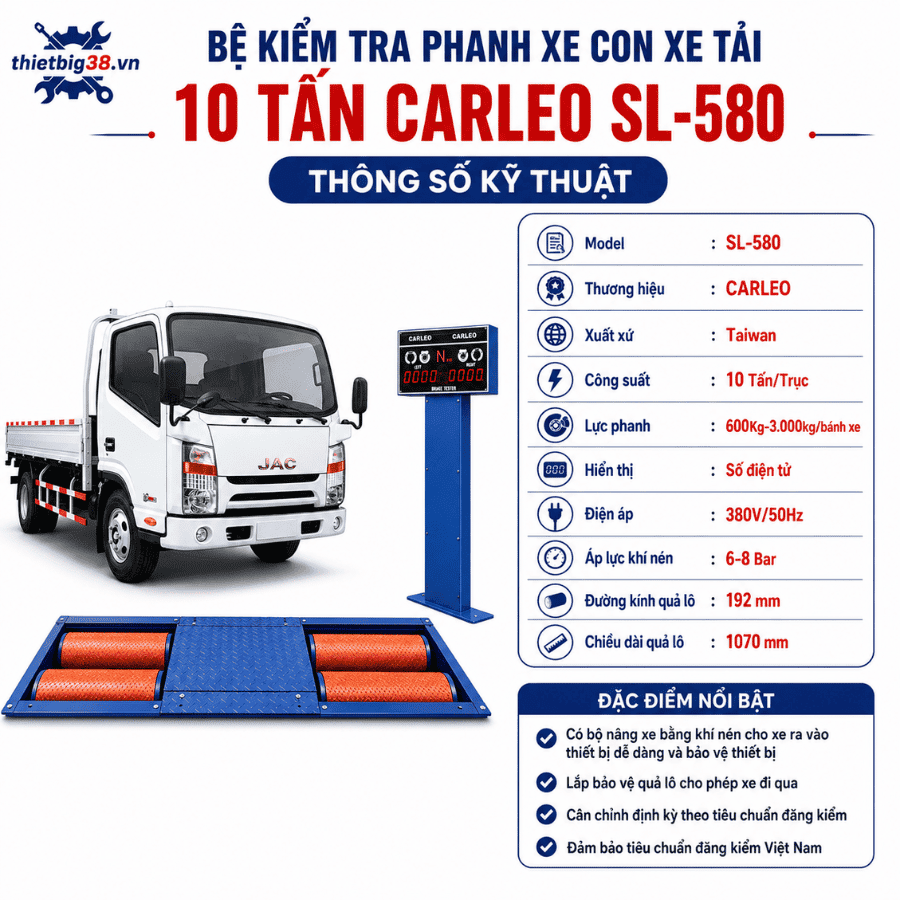 Bệ kiểm tra phanh xe con xe tải 10 tấn CARLEO SL-580