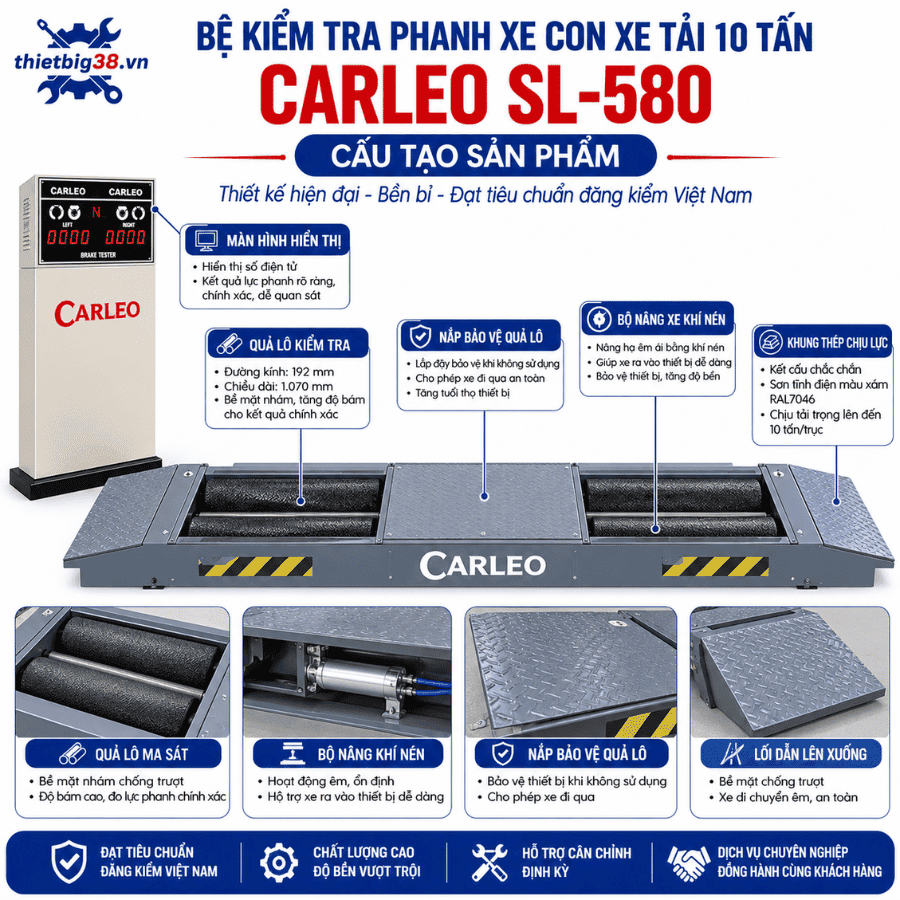 Bệ kiểm tra phanh xe con xe tải 10 tấn CARLEO SL-580