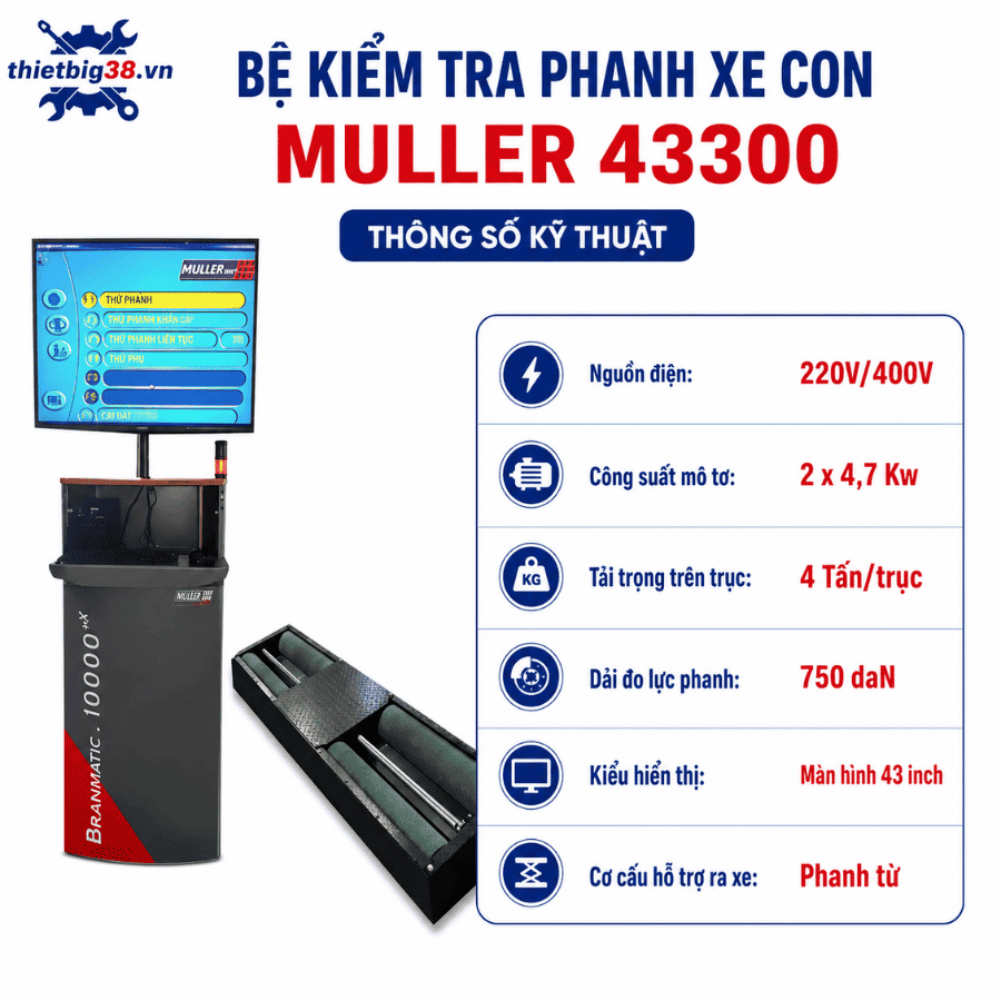 Bệ kiểm tra phanh xe con tải trọng 4 tấn MULLER 43300
