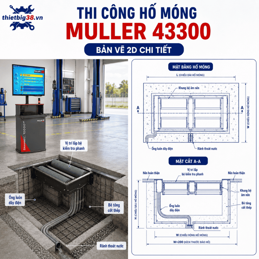 Bệ kiểm tra phanh xe con tải trọng 4 tấn MULLER 43300