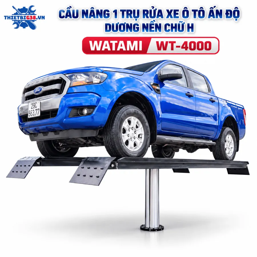 Cầu nâng 1 trụ rửa xe ô tô Ấn Độ WATAMI WT-4000 dương nền chữ H