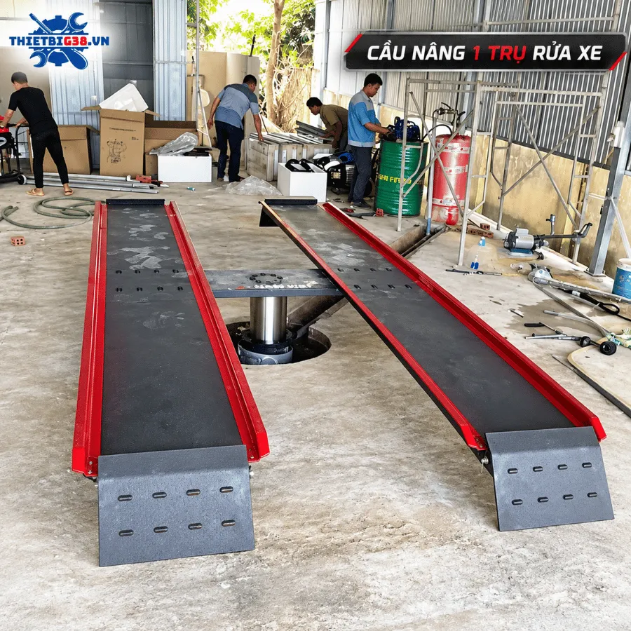 Bàn chữ H Cầu nâng 1 trụ rửa xe ô tô Ấn Độ WATAMI WT-4000 dương nền