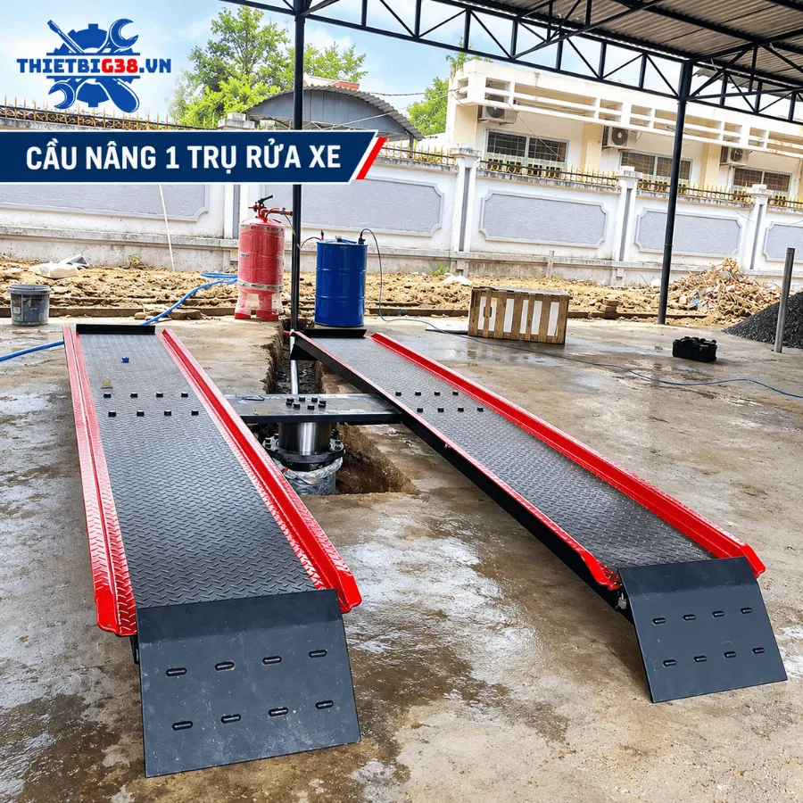 Lắp đặt Cầu nâng 1 trụ rửa xe ô tô Ấn Độ WATAMI WT-4000 dương nền chữ H