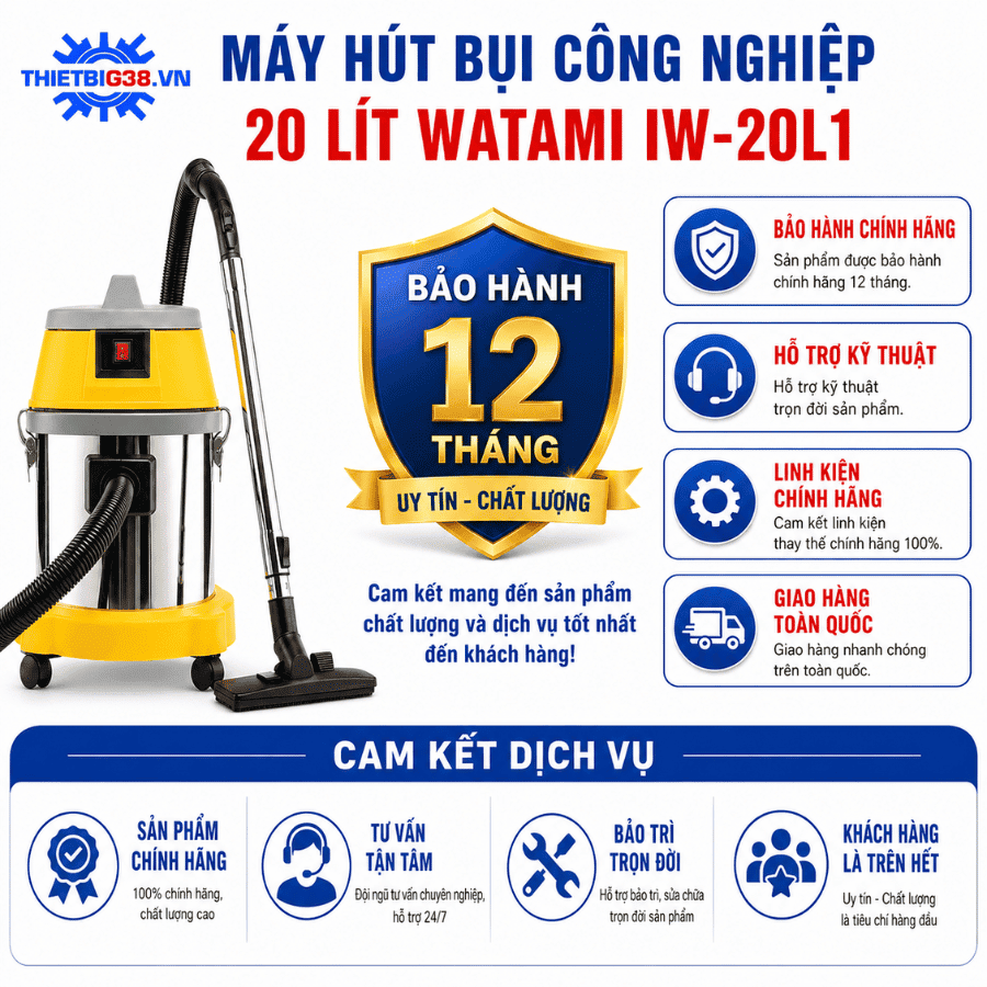 Máy Hút Bụi Công Nghiệp 20L 1 Motor WATAMI IW-20L1