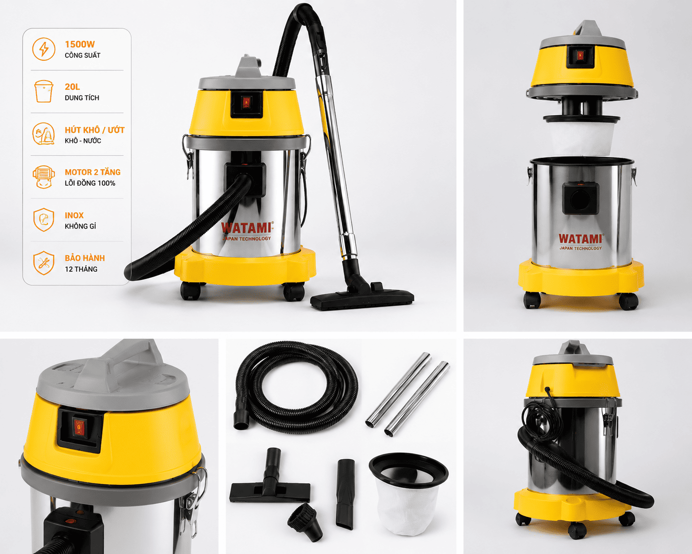 Máy hút bụi công nghiệp 20L WATAMI IW-20L1