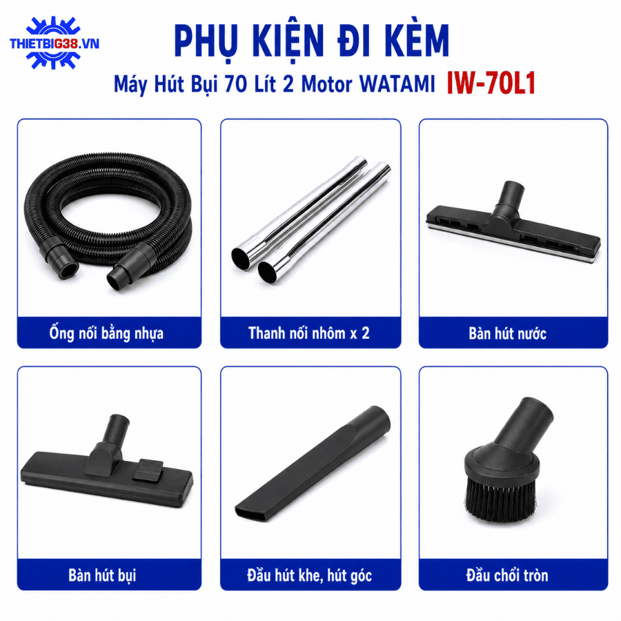Máy Hút Bụi Công Nghiệp 70L 2 Motor WATAMI IW-70L1