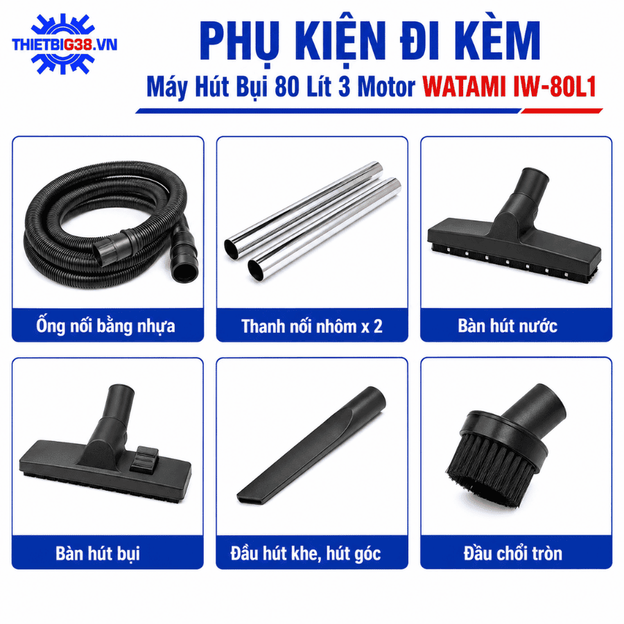Máy Hút Bụi Công Nghiệp 80L 3 Motor WATAMI IW-80L1