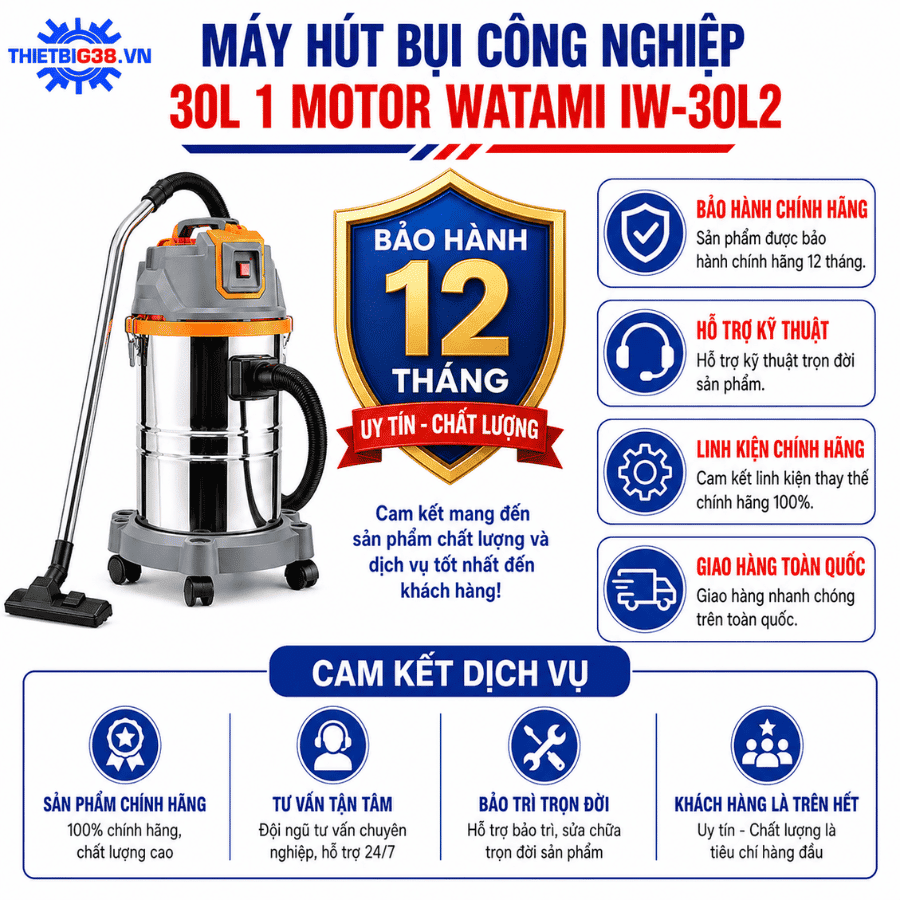 Máy hút bụi công nghiệp 30L 1 Motor WATAMI IW-30L2