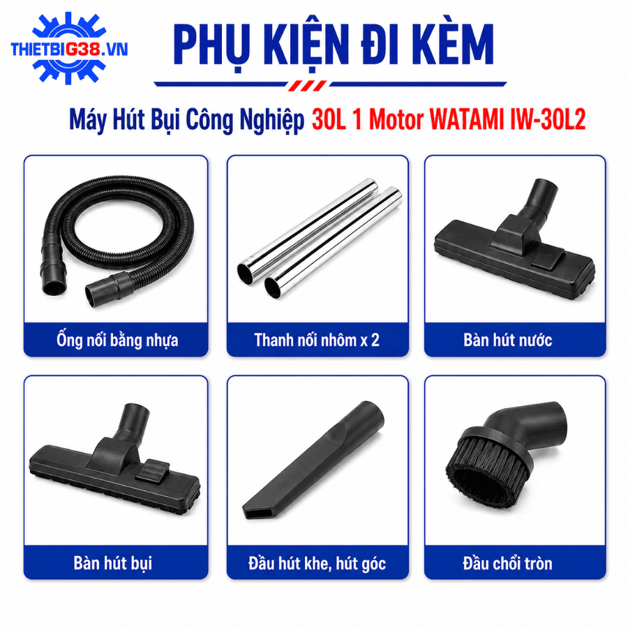 Máy hút bụi công nghiệp 30L 1 Motor WATAMI IW-30L2