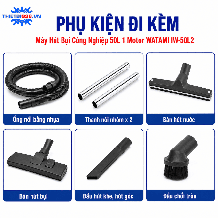 Máy hút bụi công nghiệp 50L 1 Motor WATAMI IW-50L2