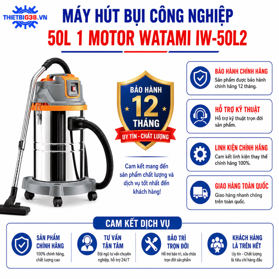 Máy hút bụi công nghiệp 50L 1 Motor WATAMI IW-50L2