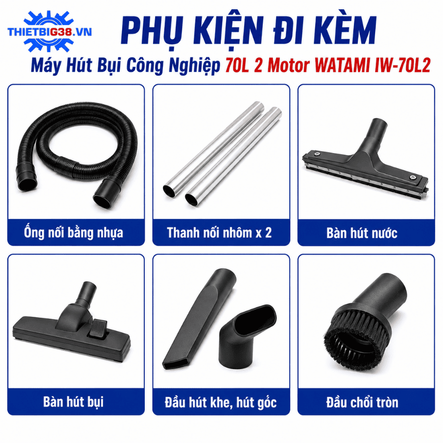 Máy hút bụi công nghiệp 70L 2 Motor WATAMI IW-70L2