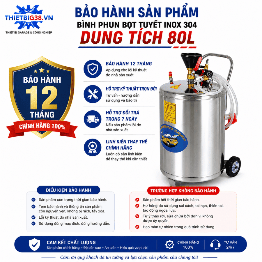 Bình phun bọt tuyết inox 304 dung tích 80L WATAMI IW-BT70-304