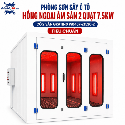 Phòng sơn sấy ô tô hồng ngoại âm sàn 2 quạt 7.5KW có 2 sàn Grating W0407-21530-2