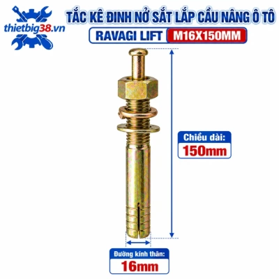 Tắc kê đinh nở sắt lắp cầu nâng ô tô M16x150mm Ravagi lift M16X150mm