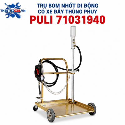 Trụ bơm nhớt di động có xe đẩy thùng phuy + đồng hồ đo lưu lượng + 4m dây dẫn PULI 71031940